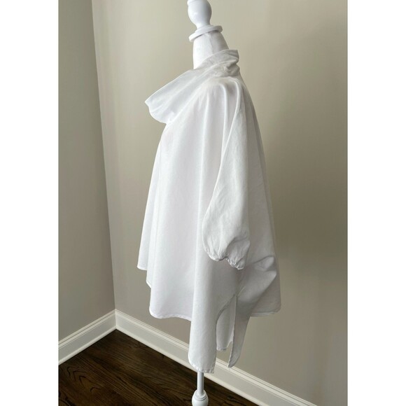 Vintage 100% Linen Tunic Top Sz L Cowl Neck Oversized Artsy Minimalist Lagenlook - Picture 4 of 13